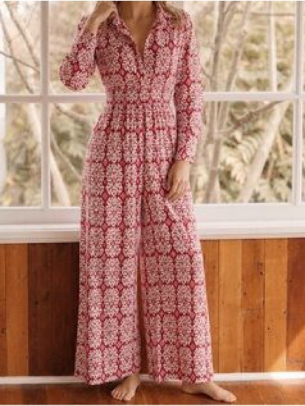 NWT Anthropologie Loveland Floral Geometric Print Wide-Leg Jumpsuit